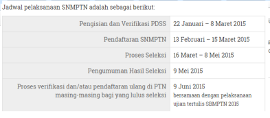 Jadwal SNMPTN 2015
